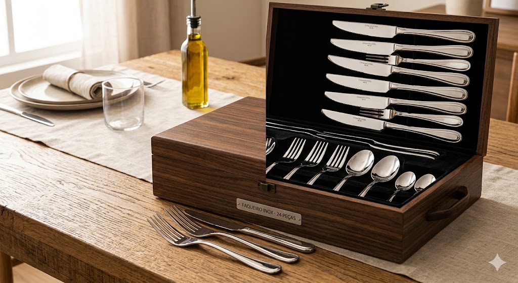 Faqueiro de inox completo (24 ou 42 peças)